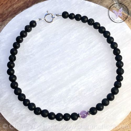 Mens Lava Stone Birthstone Bracelet